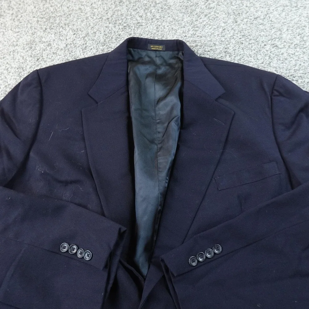 VTG LL Bean Blazer Mens 46T Blue Wool Stretch Sport Coat Suit Jacket Top USA 90s